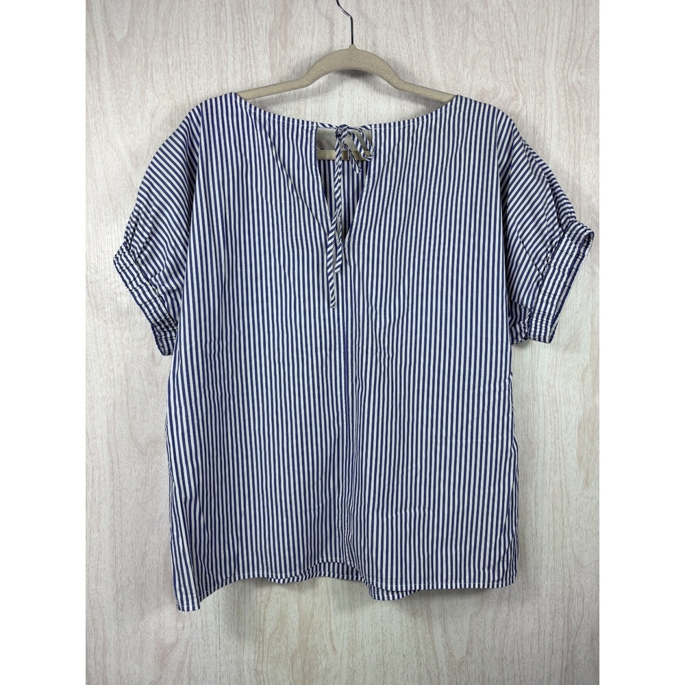 Vineyard Vines Stripe Blouse M Blue White Cotton Coastal Preppy Capsule Chic - Picture 3 of 9